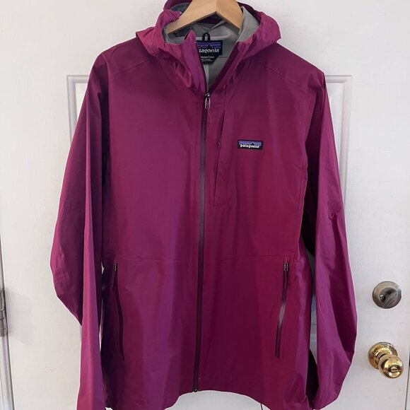 Patagonia Woman's Pink Stretch Rainshadow Outdoor Packable Rain Jacket Sz XL - Picture 1 of 15